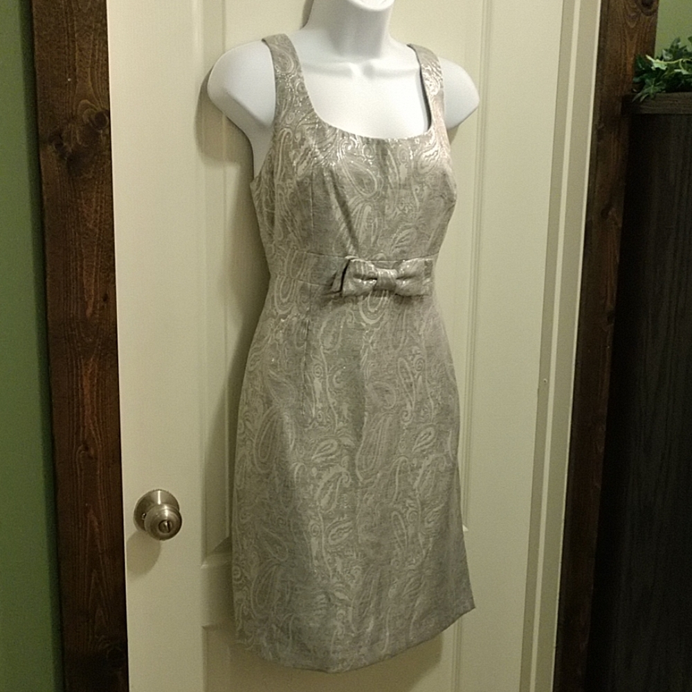 INC Sleeveless Sheath Dress Grey/Silver Metallic Paisley Print Sz 6 Classiccore - Picture 12 of 16